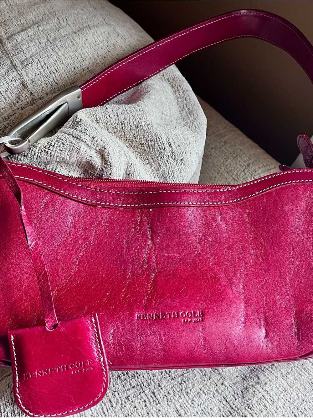 Kenneth Cole Deep Red  Leather Shoulder Bag
